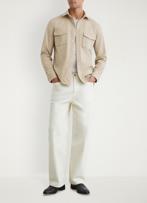 Reiss Mcshane overshirt met borstzakken - voorkant 3 beige