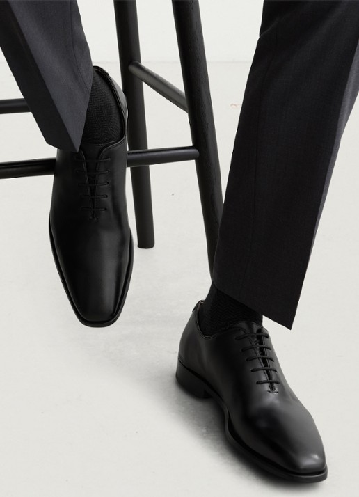 Reiss Mead veterschoen van leer - voorkant 3 zwart