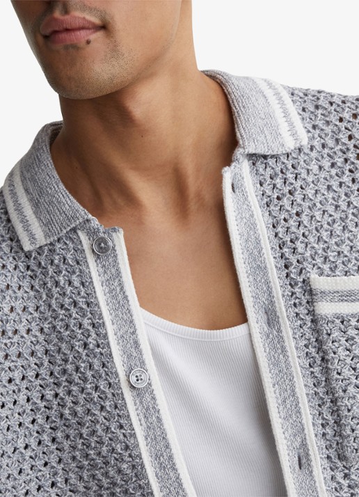 Reiss Meadows overhemd van chrochet - detail 3 blauwgrijs