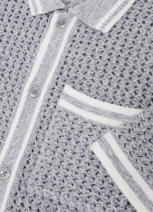 Reiss Meadows overhemd van chrochet - detail 4 blauwgrijs