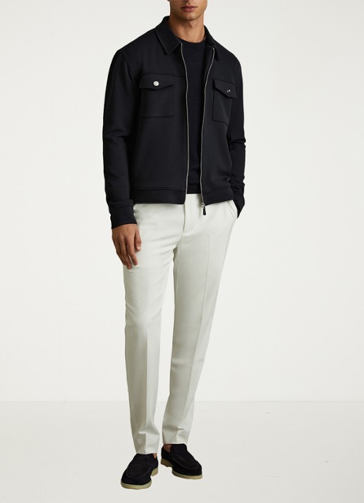 Reiss Medina jack van jersey met borstzakken - voorkant 5 donkerblauw