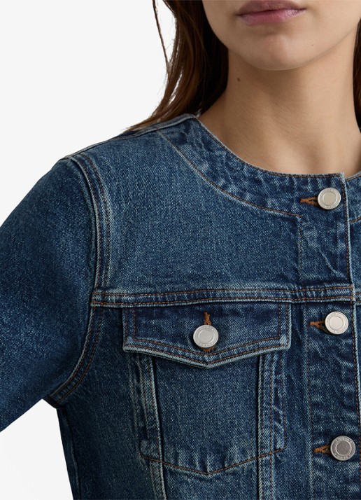 Reiss Medora spijkerjas met borstzakken - detail 5 indigo