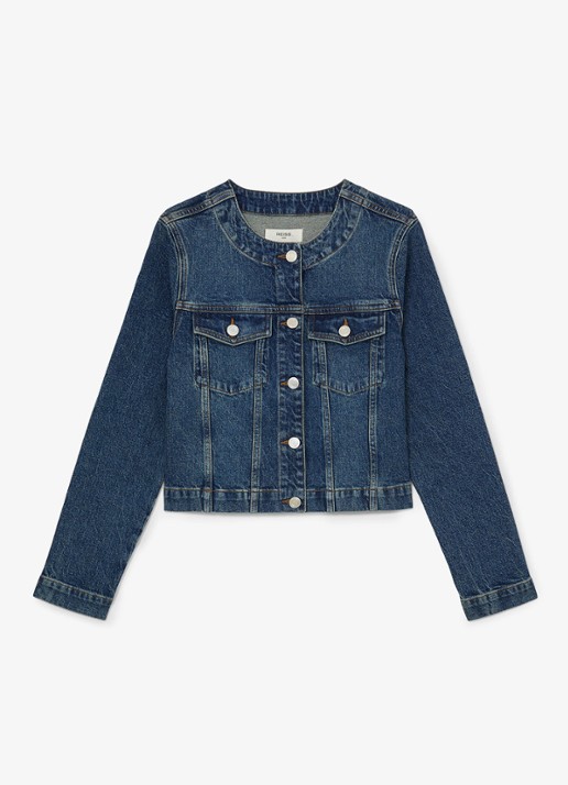 Reiss Medora spijkerjas met borstzakken - voorkant indigo