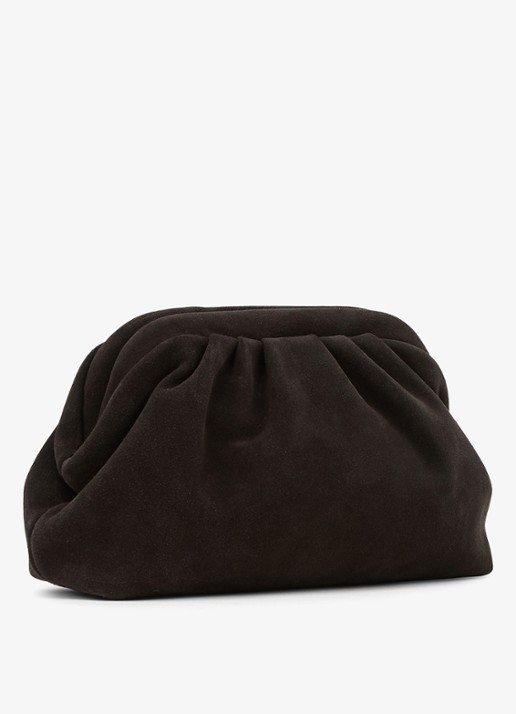 Reiss Mia clutch van suède met afneembare schouderriem - detail 3 bruin