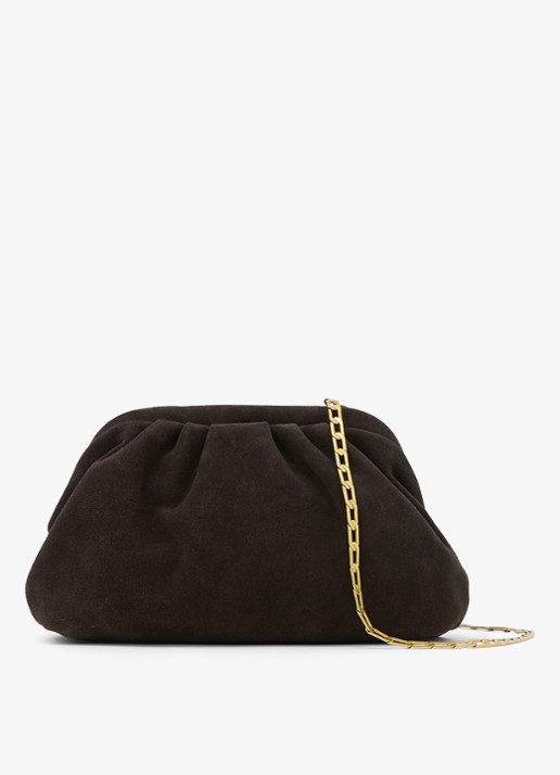 Reiss Mia clutch van suède met afneembare schouderriem