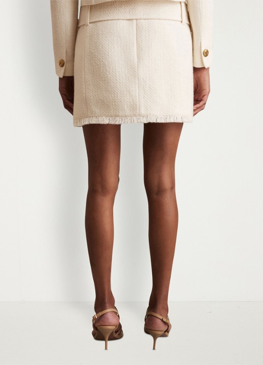 Reiss Mia minirok met bouclé dessin - achterkant 5 creme