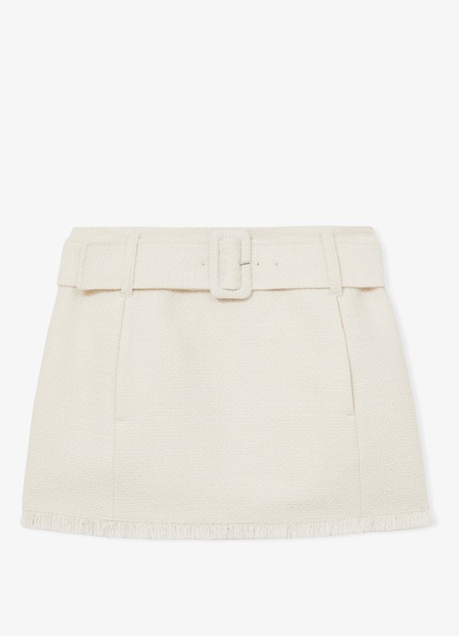 Reiss Mia minirok met bouclé dessin - voorkant 3 creme
