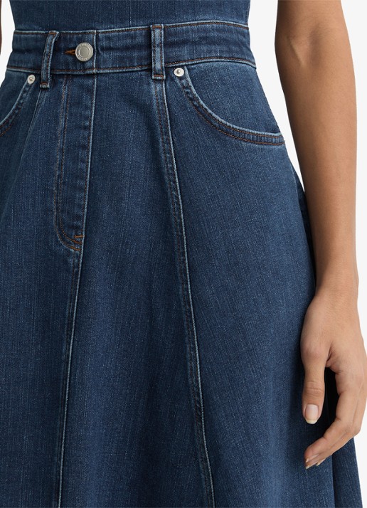 Reiss Midi A-lijn jurk van denim met steekzakken - detail 4 indigo