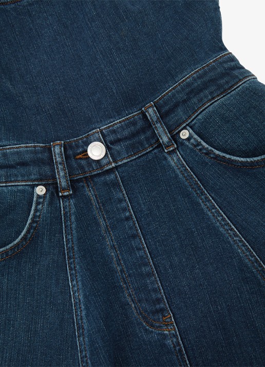 Reiss Midi A-lijn jurk van denim met steekzakken - detail 6 indigo