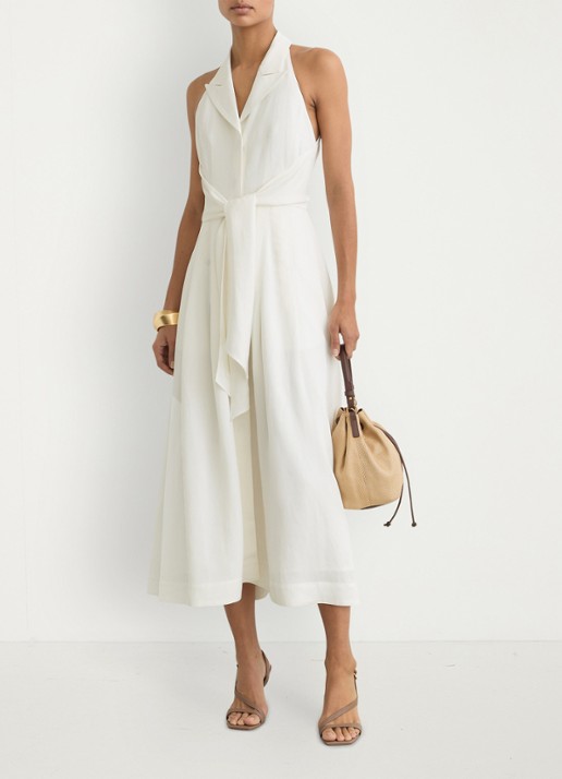 Reiss Midi jurk met halter - voorkant 6 wit