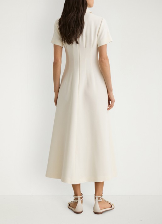 Reiss Midi jurk met plooien - achterkant 3 creme