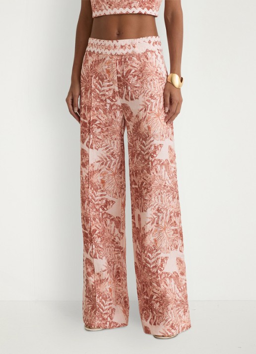 Reiss Mila high waist wide fit pantalon met bloemenprint