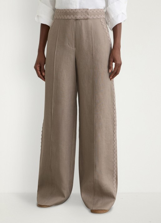 Reiss Mila high waist wide fit pantalon van linnen