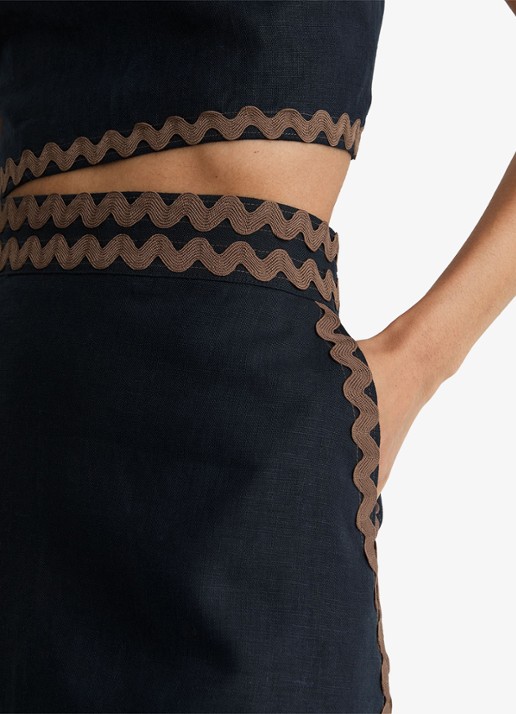 Reiss Mila minirok van linnen met steekzakken - detail 3 bruin
