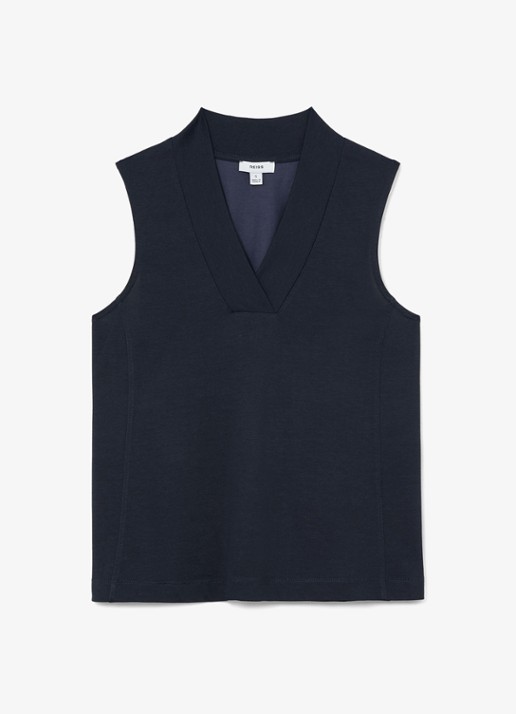 Reiss Miley top met V-hals - voorkant 5 donkerblauw