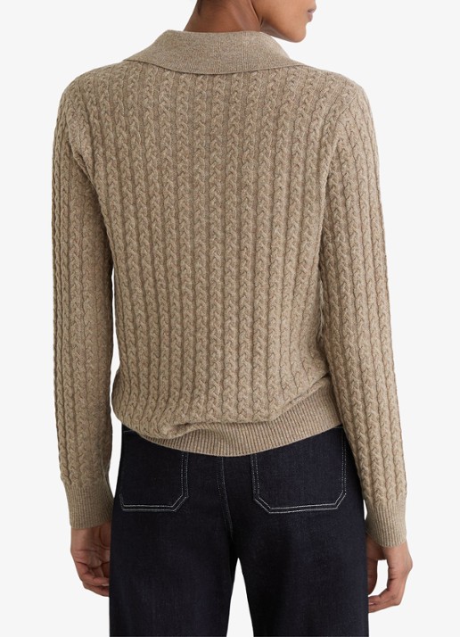 Reiss Millie kabelgebreide trui in kasjmier wolblend - achterkant 4 beige