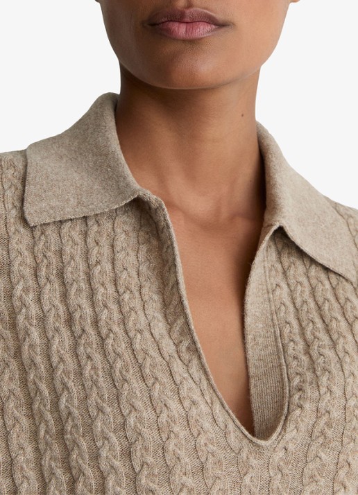 Reiss Millie kabelgebreide trui in kasjmier wolblend - detail 2 beige
