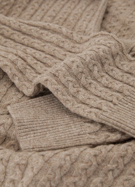 Reiss Millie kabelgebreide trui in kasjmier wolblend - detail 3 beige