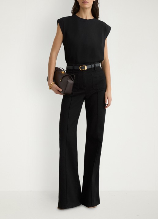 Reiss Millie T-shirt met ronde hals - voorkant 6 black / zwart