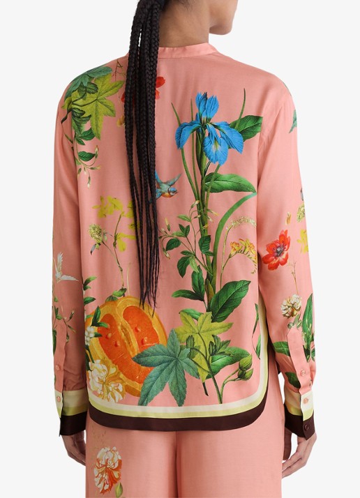 Reiss Milos blouse met print - achterkant 6 oudroze