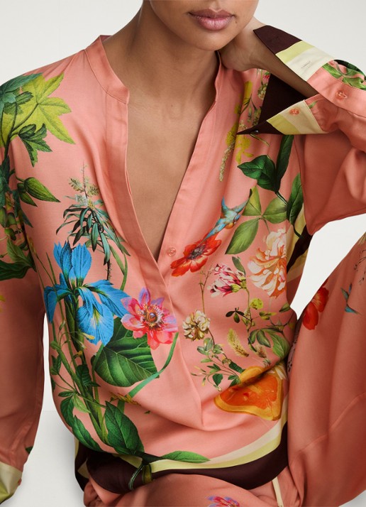 Reiss Milos blouse met print - detail 4 oudroze