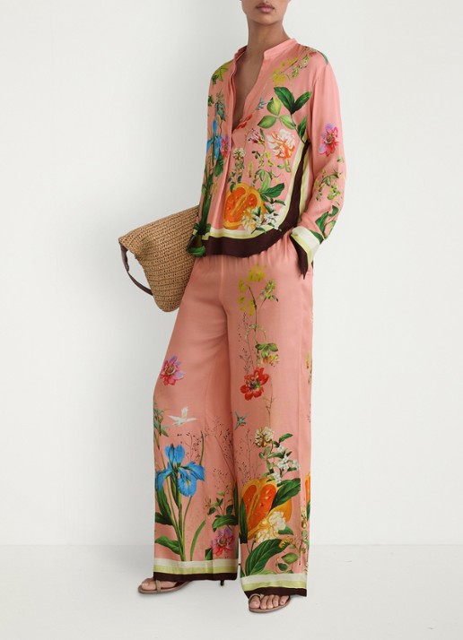 Reiss Milos blouse met print - voorkant 2 oudroze