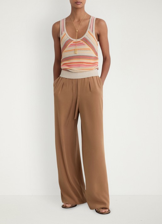Reiss MIRIAM fijngebreide top met streepprint - voorkant 2 creme