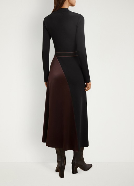 Reiss Misty midi A-lijn jurk met ceintuur - achterkant zwart
