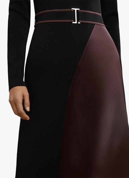 Reiss Misty midi A-lijn jurk met ceintuur - detail 5 zwart