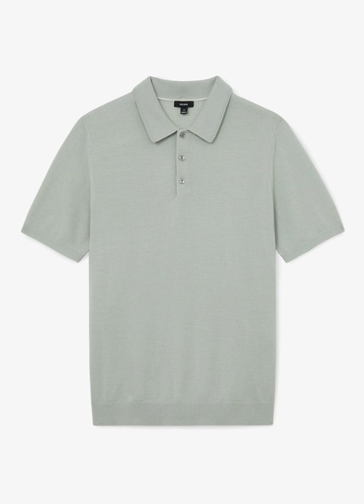 Reiss Mnor regular fit polo van merino wol - voorkant lichtgroen