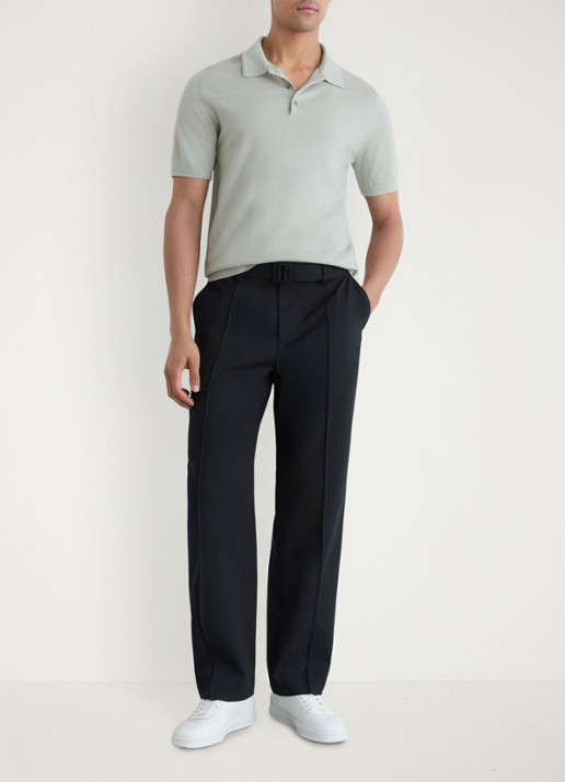 Reiss Mnor regular fit polo van merino wol - voorkant 2 lichtgroen