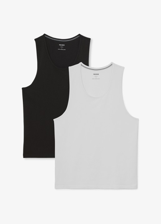 Reiss Monty singlet van katoen in 2-pack - voorkant 6 wit