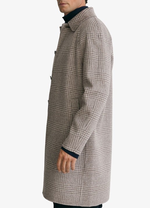 Reiss Morpeth mantel in wolblend met ruitdessin