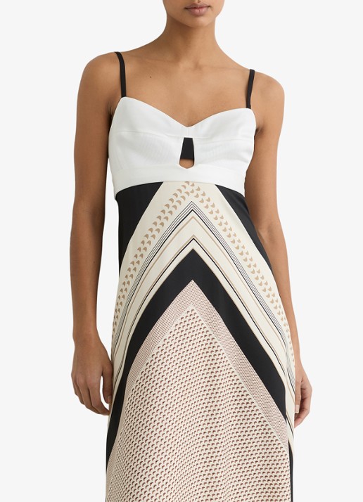Reiss Myra maxi jurk met grafische print  - detail 2 beige