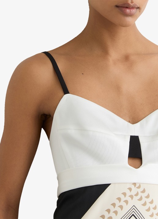 Reiss Myra maxi jurk met grafische print  - detail 3 beige