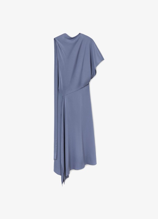 Reiss Naomi one shoulder maxi jurk van satijn met plooidetail