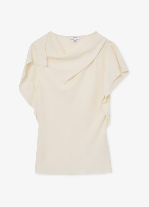 Reiss Natalie top met gedrapeerd detail - voorkant 2 beige