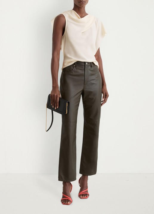 Reiss Natalie top met gedrapeerd detail - voorkant 3 beige
