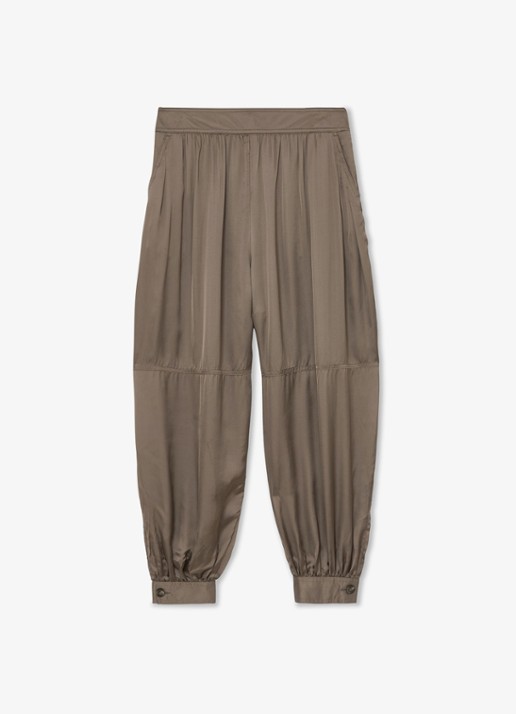 Reiss Neave high waist  tapered fit pantalon met plooien - voorkant 6 beige