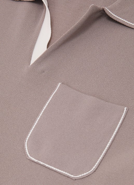 Reiss Newbury regular fit polo met borstzak  - detail 3 taupe