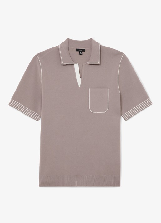 Reiss Newbury regular fit polo met borstzak  - voorkant 5 taupe