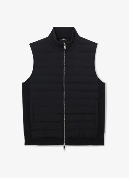 Reiss Newford bodywarmer in wolblend met opstaande kraag en steekzakken - voorkant 2 donkerblauw