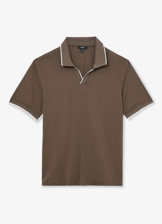 Reiss Nico regular fit polo - voorkant bruin