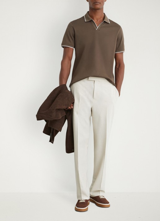 Reiss Nico regular fit polo - voorkant 2 bruin