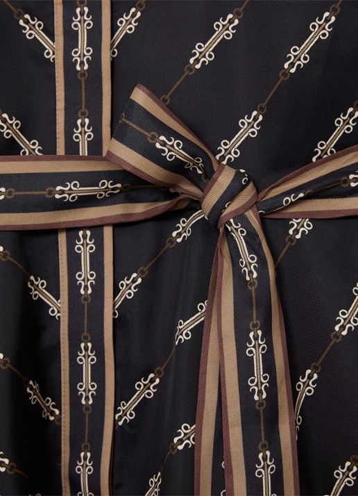 Reiss Nina mini blousejurk met grafische print en strikceintuur  - detail 7 zwart