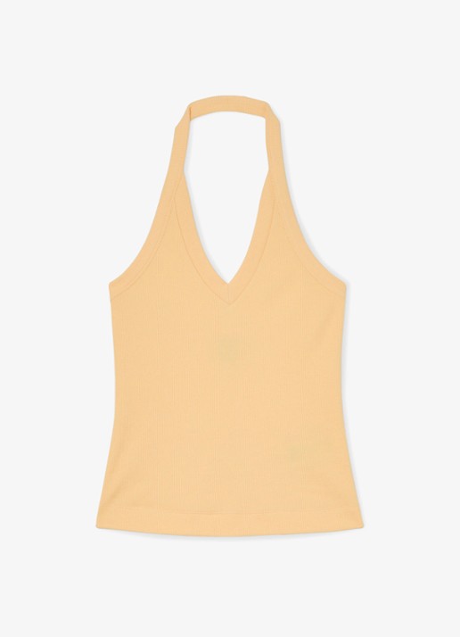 Reiss Nina top met ribstructuur - voorkant orange