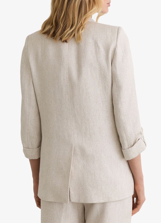Reiss Nolah double breasted blazer in linnenblend - achterkant gebroken wit