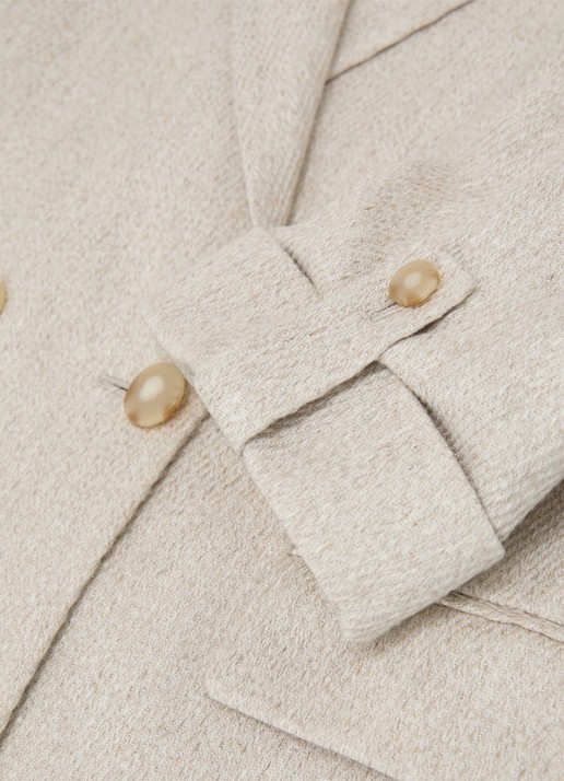 Reiss Nolah double breasted blazer in linnenblend - detail 5 gebroken wit