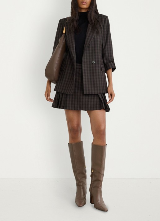 Reiss Nolah double-breasted blazer van wol met ruitdessin