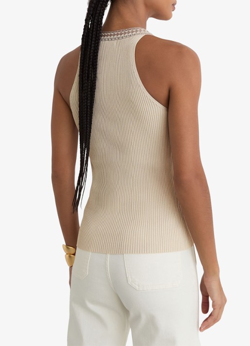 Reiss Nora top met ribstructuur - achterkant 3 creme